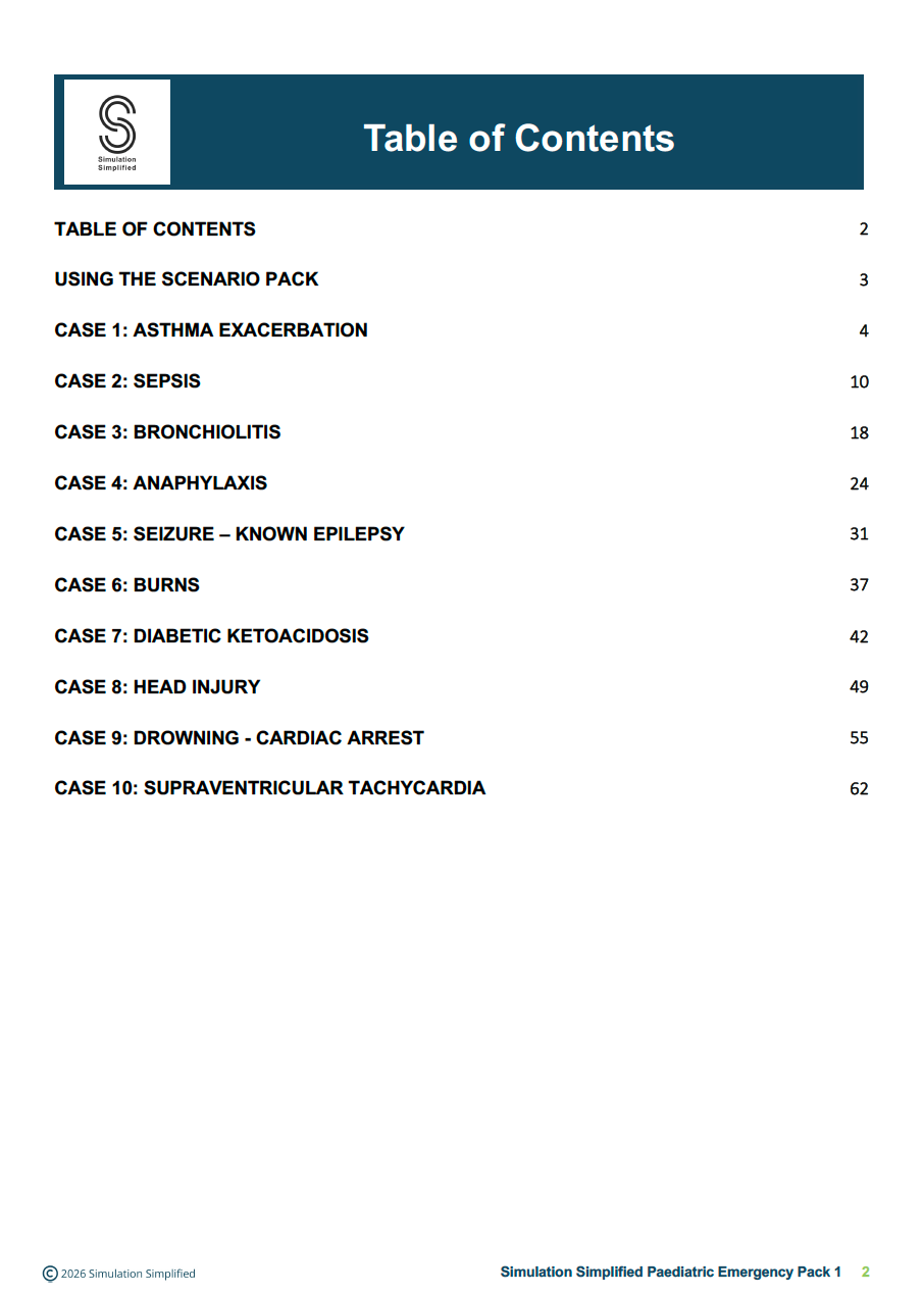 Paediatric Emergency Department Scenario Pack